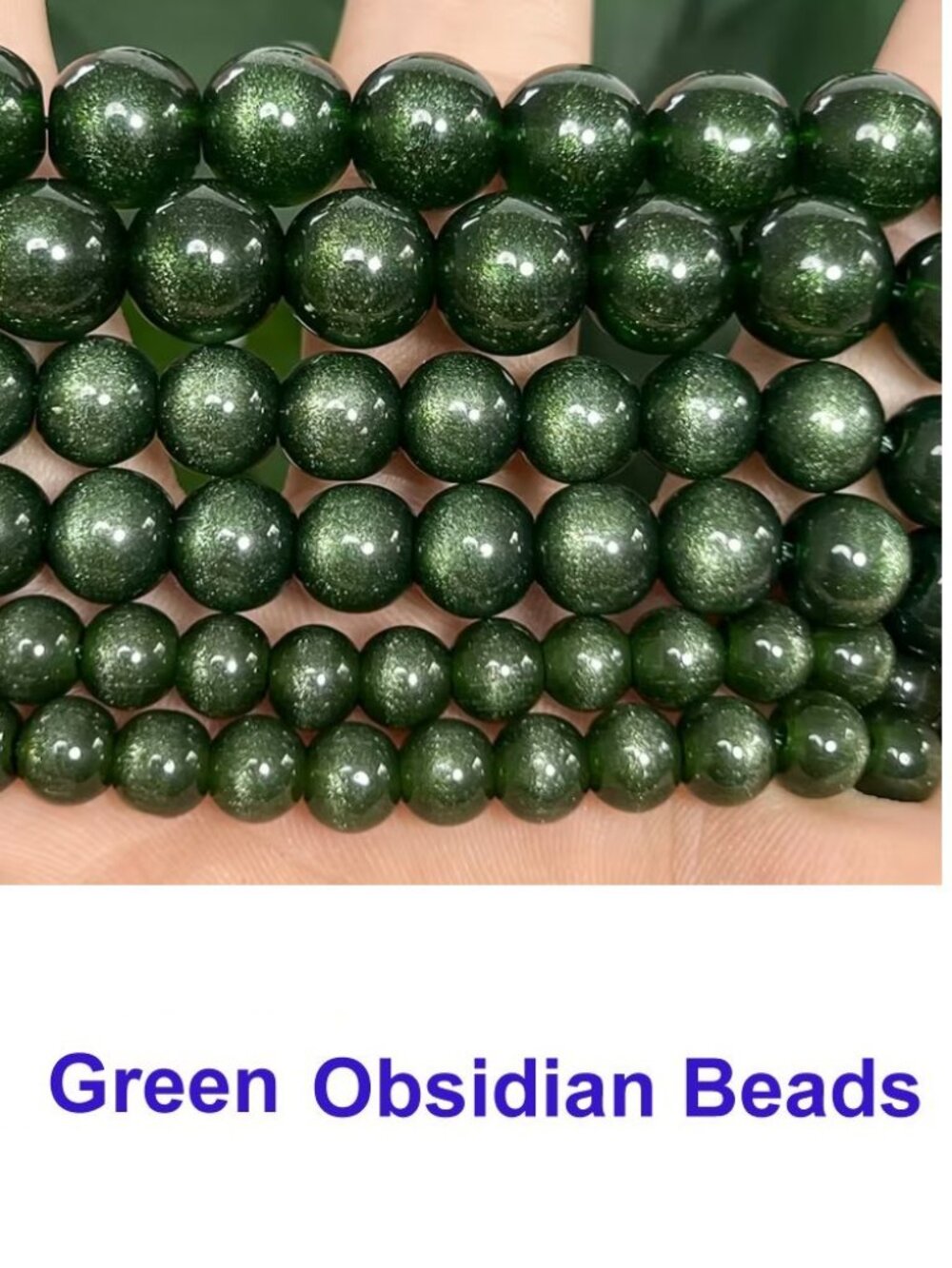 Green Obsidian Beads  15" Strand